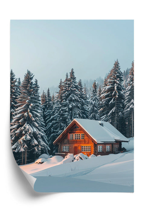 Plakat Zimowa Chatka w Górach